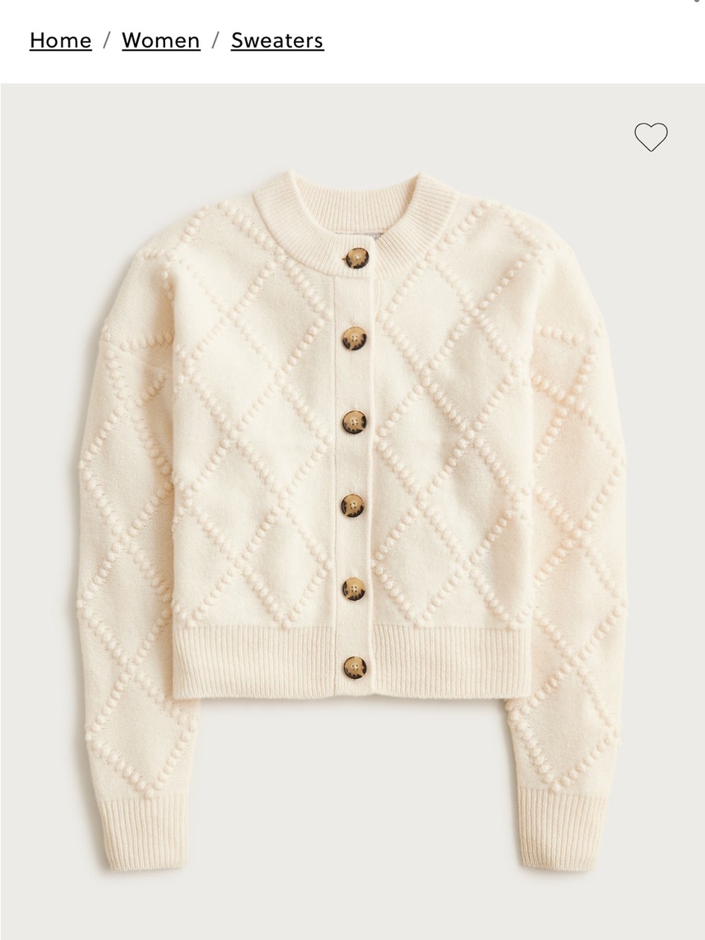 JCREW Cream Textured Button-Front Women's Sweater - Picture 1 of 5